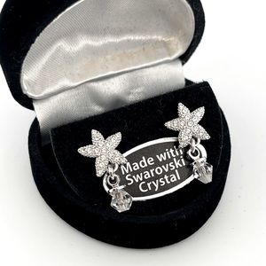 Vantel Pearls Silver-Toned Starlight Earrings Made with Swarovski Crystals - NEW